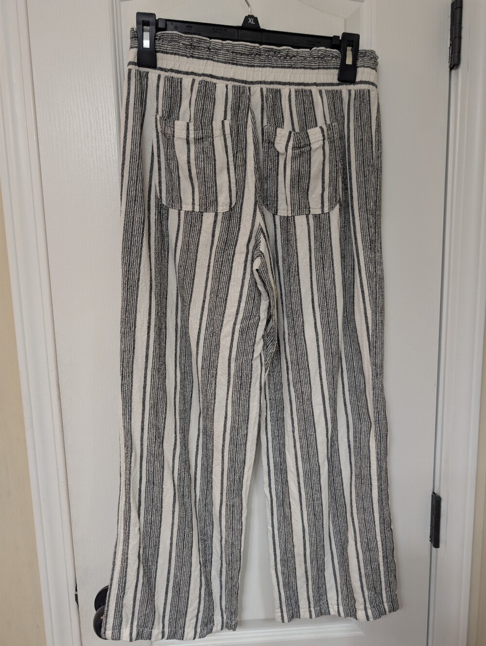 Rewind Striped Linen Blend Wide-Leg Paper Bag Pants - Black & White - Picture 9 of 14